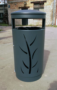 public trash can / free-standing / galvanized steel / powder-coated steel