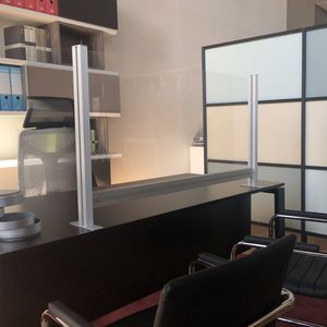 desk mounted office divider / aluminum / polycarbonate