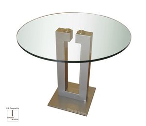 contemporary table / glass / round