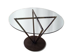 contemporary table / glass / round