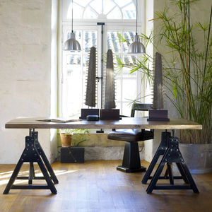 traditional table / metal / metal base / rectangular