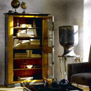 traditional bookcase / wooden / glass / glass-front