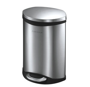 bathroom trash can / brushed stainless steel / plastic / foot-operated