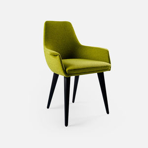 contemporary chair / upholstered / with armrests / fabric