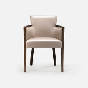 contemporary armchair / beech / fabric / leather