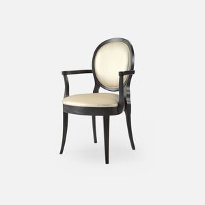 traditional chair / with removable cushion / stackable / upholstered