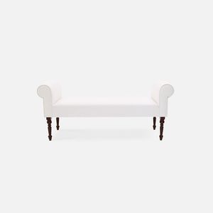 traditional upholstered bench / wooden / commercial / white