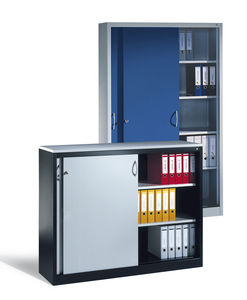 tall filing cabinet / steel / with sliding door / contemporary