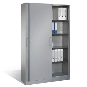 tall filing cabinet / steel / with sliding door / contemporary