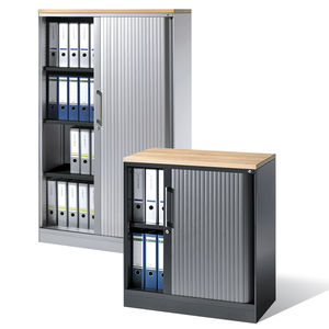 tall filing cabinet / metal / tambour door / contemporary