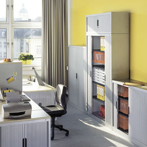 tall filing cabinet / steel / tambour door / contemporary