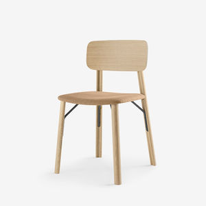 contemporary chair / upholstered / fabric / solid wood