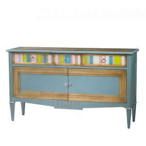 Directoire style sideboard / lacquered wood / black / gray