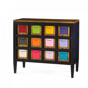 high chest of drawers / traditional / lacquered wood / black