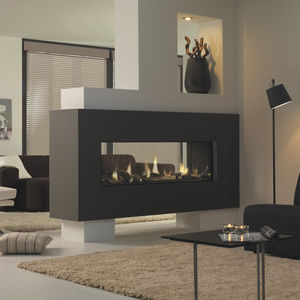 Closed gas hearth - DRU Global 70XT BF - DRU - 1-sided / steel / glass