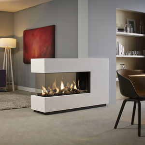 Closed gas hearth - DRU Global 70XT BF - DRU - 1-sided / steel / glass