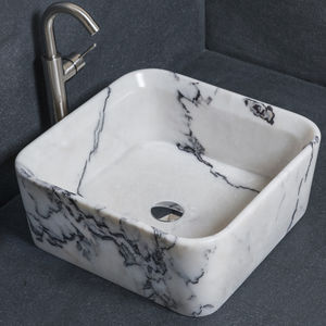 countertop washbasin / square / marble / original design