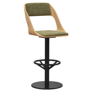contemporary bar chair / upholstered / with footrest / central base