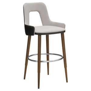 contemporary bar chair / upholstered / with footrest / fabric