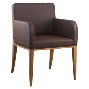 contemporary chair / upholstered / with armrests / fabric