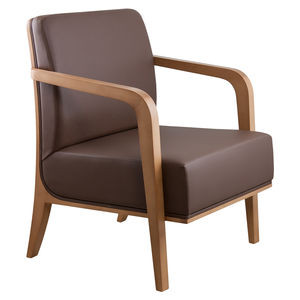 contemporary armchair / fabric / wooden / brown