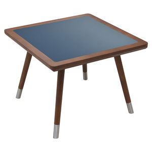 contemporary coffee table / wooden / glass / wooden base