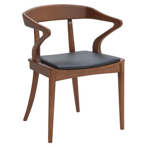 contemporary chair / upholstered / with armrests / wood