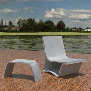 contemporary bench and table set / high-performance concrete / garden / outdoor