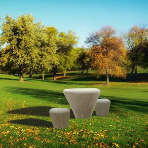 original design bench and table set / concrete / outdoor / for public spaces
