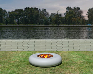 wood-burning fireplace / contemporary / open hearth / free-standing