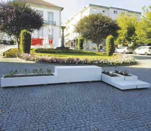 public bench with planter