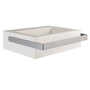 wall-mounted washbasin / rectangular / ceramic / stainless steel