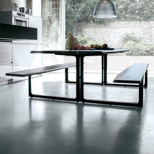 contemporary bench and table set