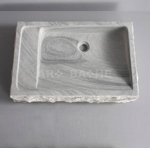 countertop washbasin / rectangular / natural stone / contemporary
