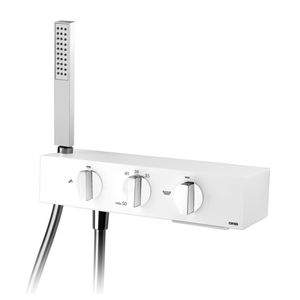 shower mixer tap / wall-mounted / chromed metal / thermostatic