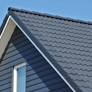 edge roof tile / concrete / red / smooth