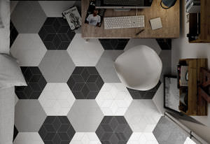 indoor tile / floor / porcelain stoneware / geometric pattern