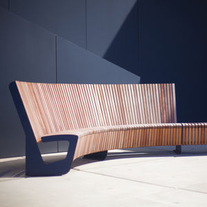 public bench / contemporary / hardwood / galvanized steel