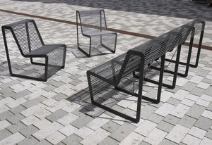 public bench / contemporary / galvanized steel / with backrest