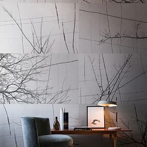 contemporary wallpaper / nature pattern / damask