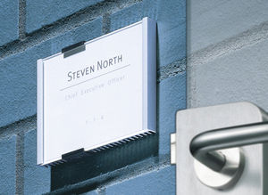 wall-mounted signage plate / aluminum / indoor