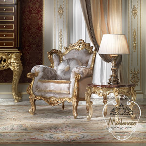 New Baroque design armchair / fabric / solid wood / handmade