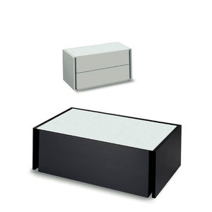 contemporary bedside table / lacquered wood / rectangular / brown