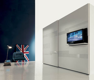 contemporary TV wall bracket / swivel / lacquered wood