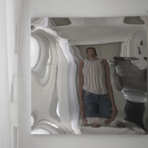 table mirror / wall-mounted / distorting / contemporary