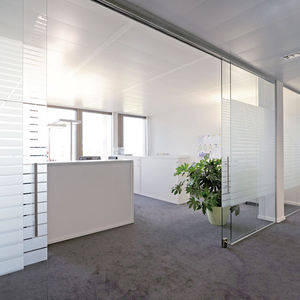 sliding partition / aluminum / glazed / for offices