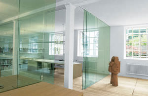 sliding partition / aluminum / glazed / for offices