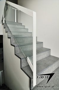 steel railing / glass panel / indoor / for stairs
