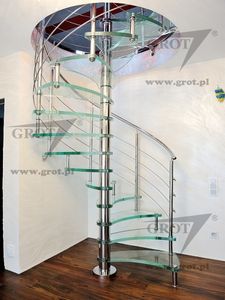 spiral staircase / metal frame / glass steps / without risers