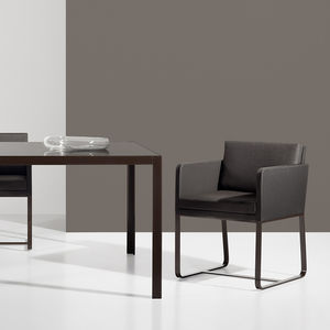 contemporary garden chair / with armrests / sled base / metal